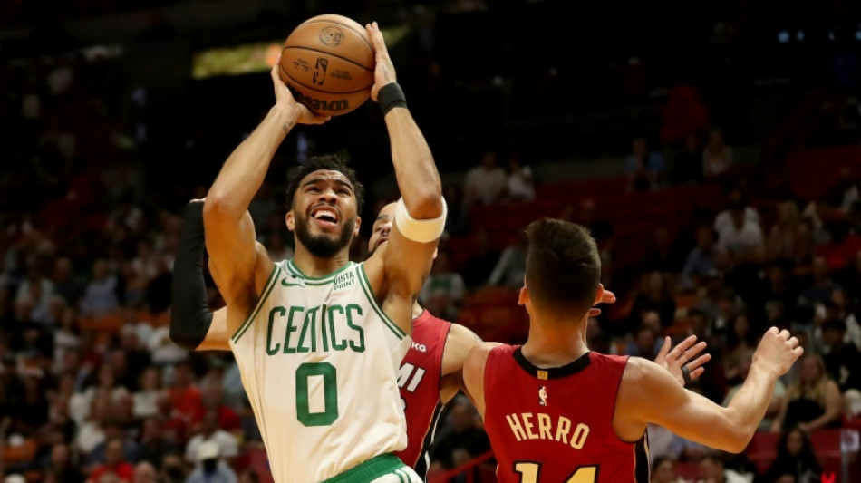 Tatum, Brown too hot for Heat as Celtics roll on
